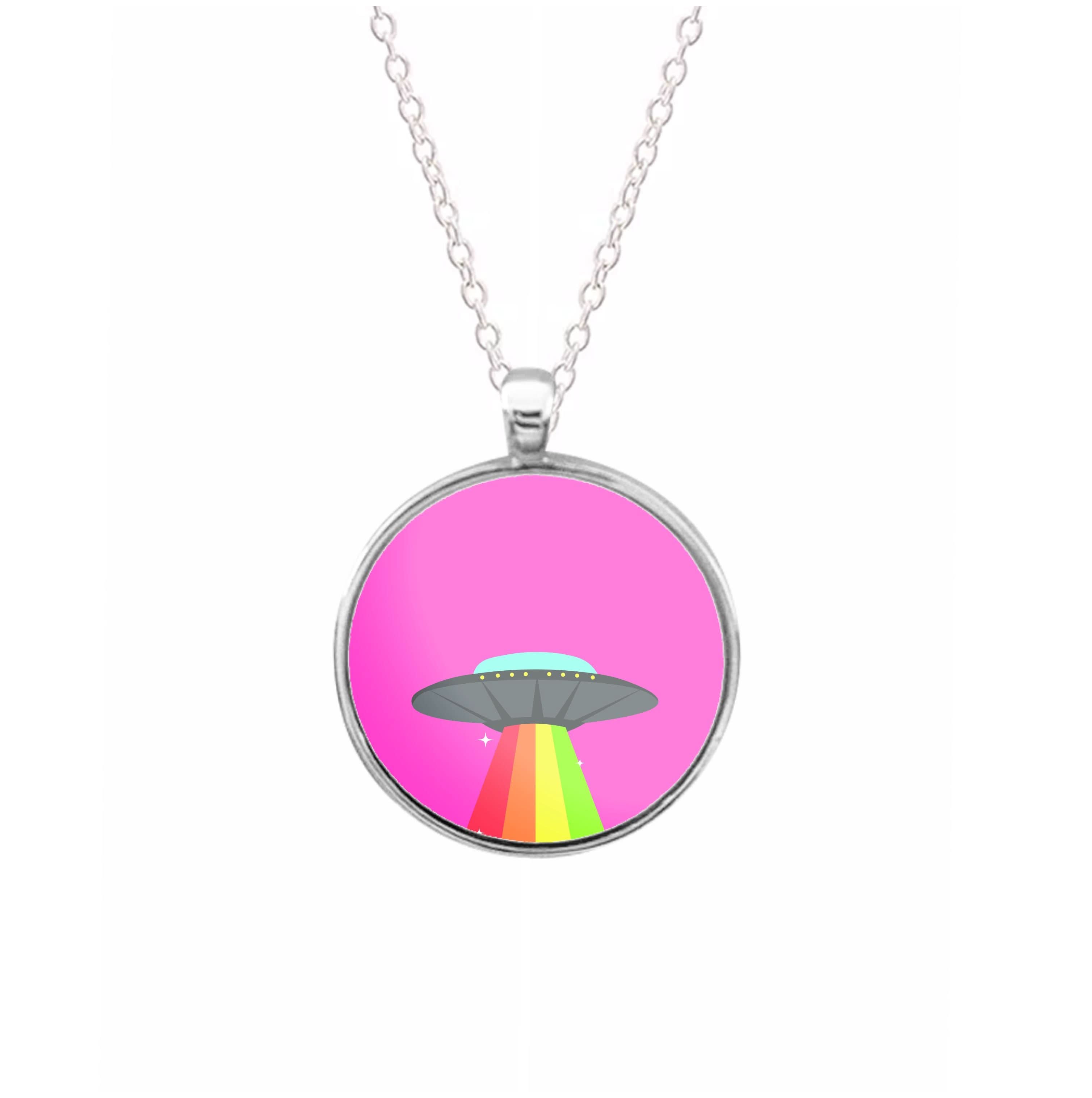 Rainbow Alien Spaceship Necklace