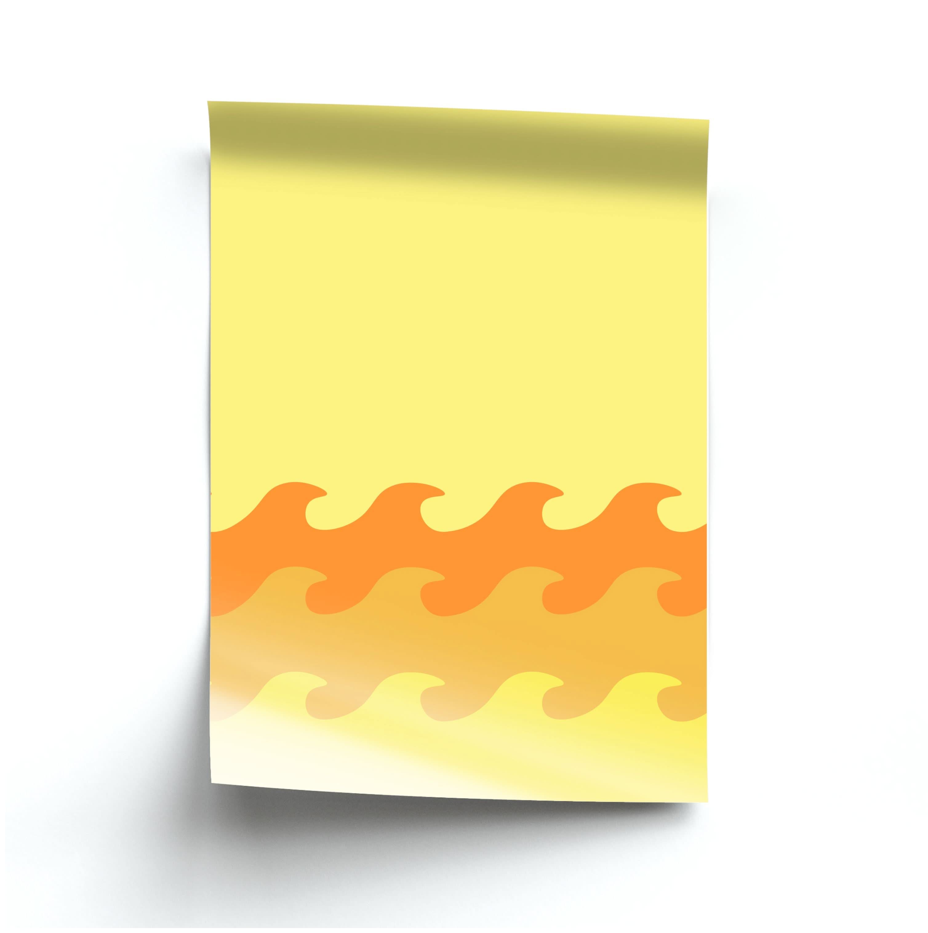 Orange Beach Waves Pattern Poster
