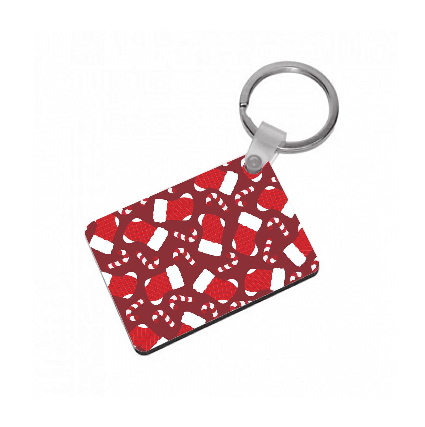 Red Stocking Pattern Keyring