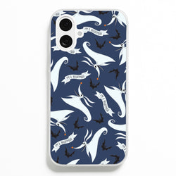 Skeleton Dog And Bats Pattern iPhone 16 Plus Case
