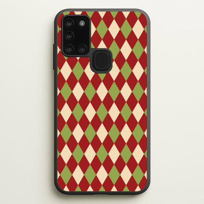 Red And Green Argyle Christmas Pattern Galaxy A21s Case