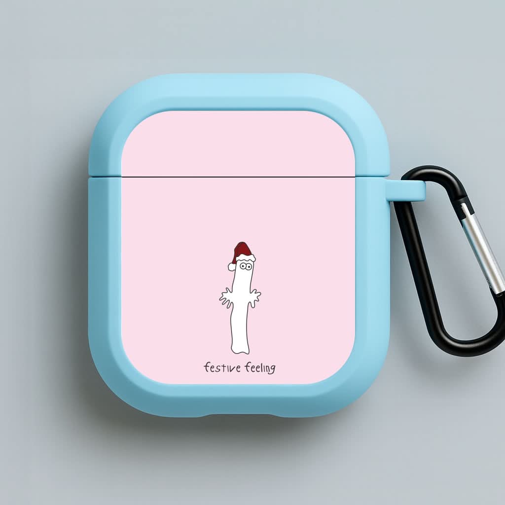 Festive Feeling Wiggly Moom Blue AirPods Case