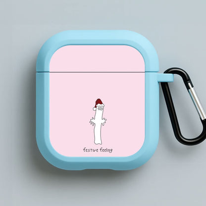 Festive Feeling Wiggly Moom Blue AirPods Case