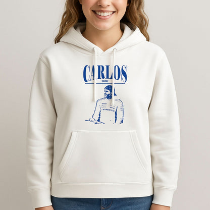 Carlos White And Blue Womans Hooded Sweatshirt