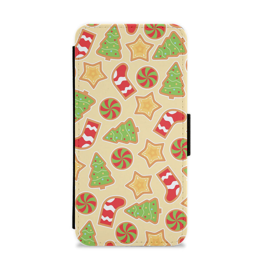 Gingerbread And Stocking Pattern Flip / Wallet Phone Case