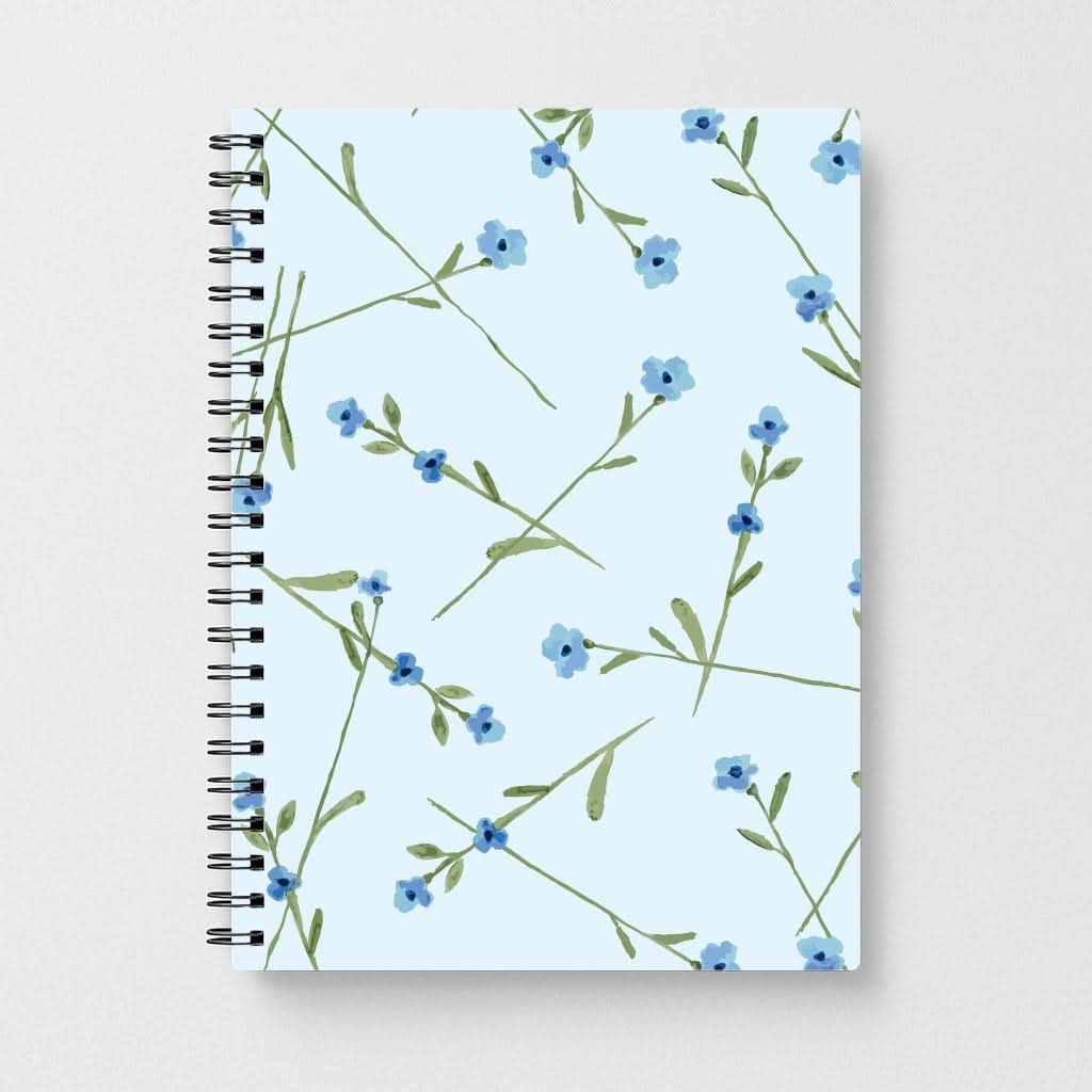 Baby Blue Floral Pattern Notebook