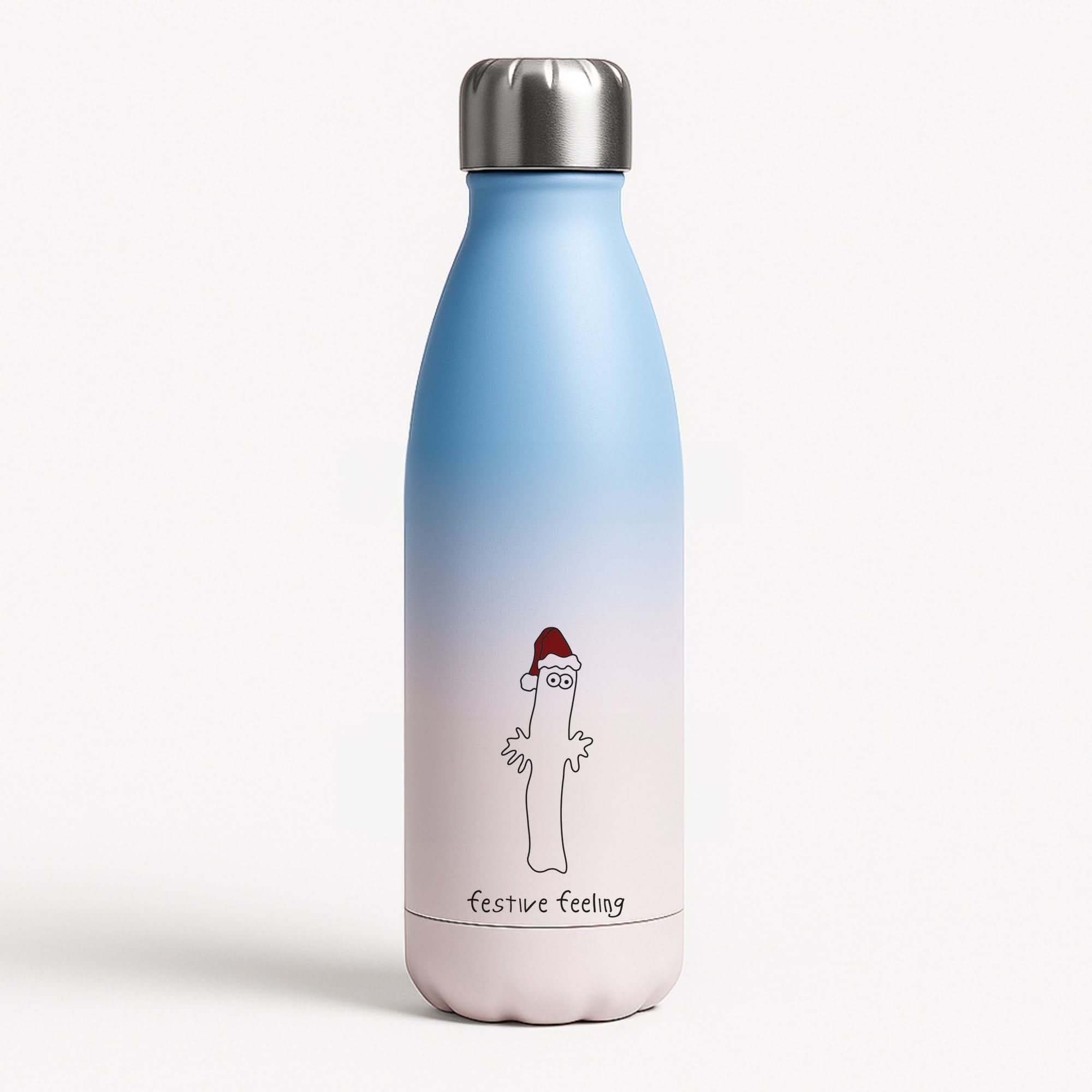 Festive Feeling Wiggly Moom Blue Water Bottle