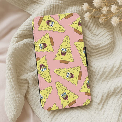Christmas Tree Cartoon Sponge Pattern Leather Phone Case