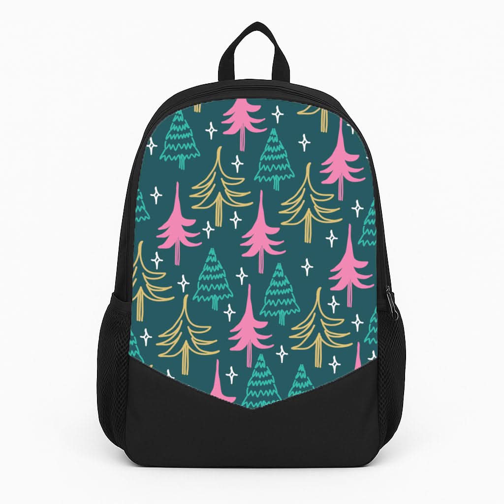 Colourful Sketched Christmas Trees Pattern Backpack
