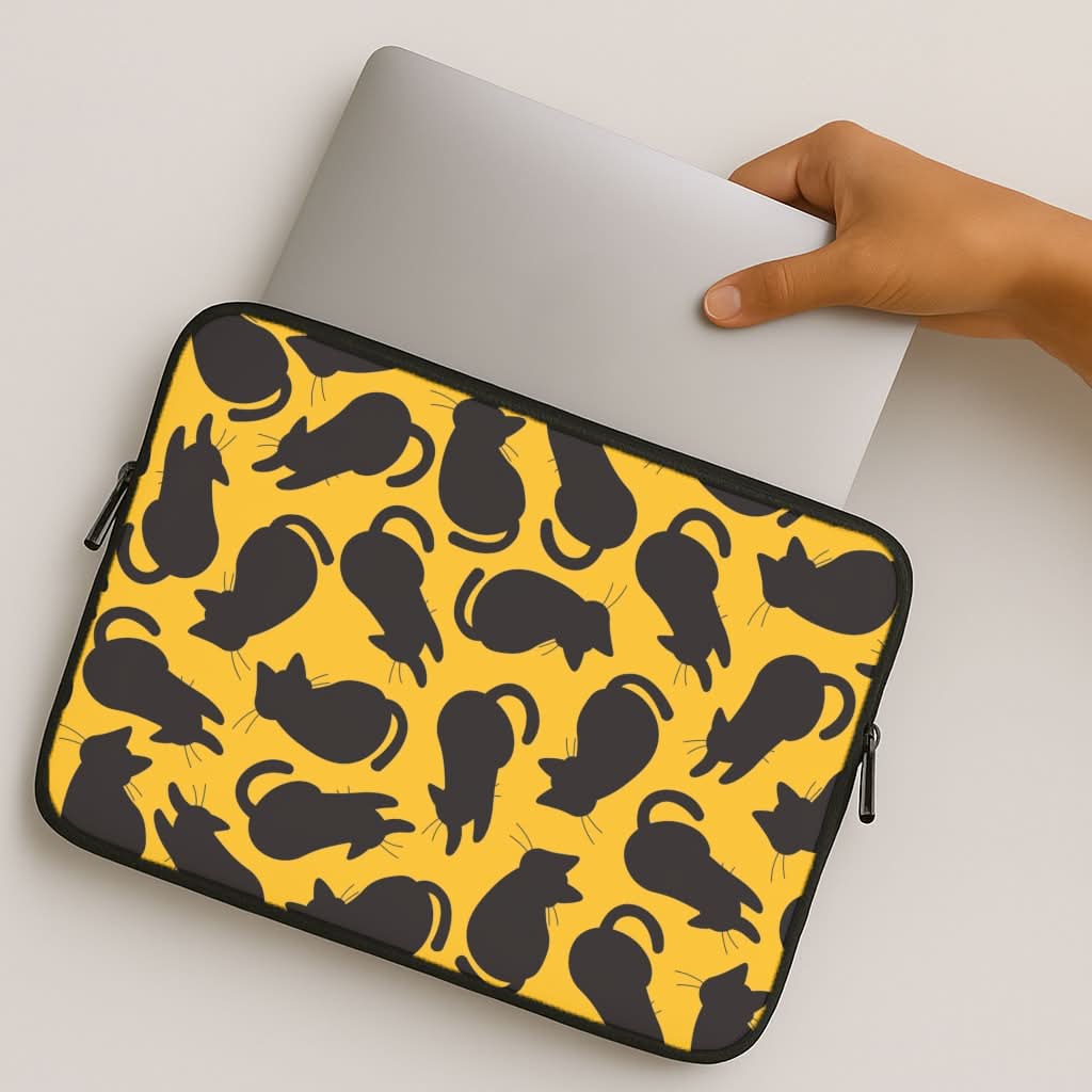 Black Cat Silhouettes Pattern MacBook Cover