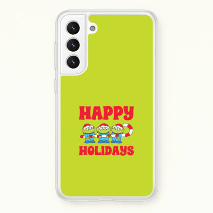 Happy Holidays Cute Green Aliens Galaxy S22 Plus Case