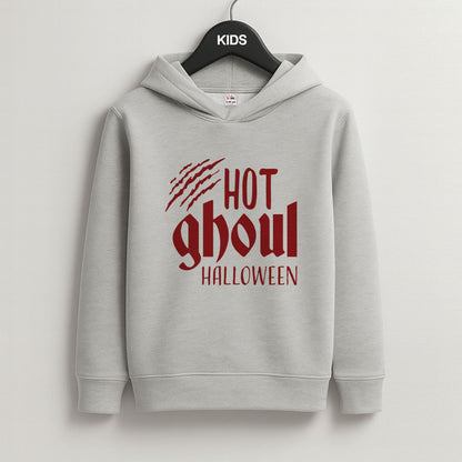 Hot Ghoul Halloween Grey Kids Hoodie