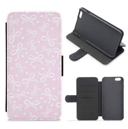 Coquette Bows And Hearts Baby Pink Flip / Wallet Phone Case