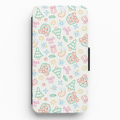 Neon Christmas Icons Pattern II Flip / Wallet Phone Case