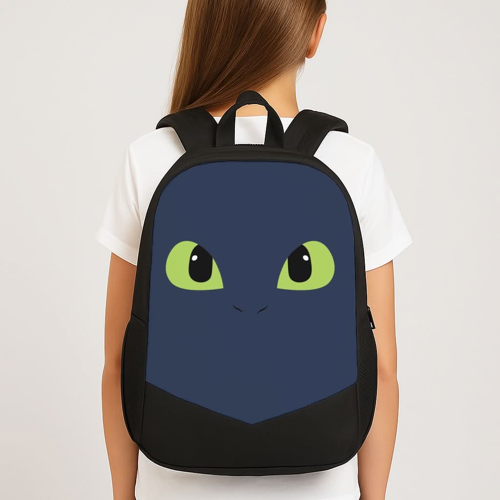 Black Fury Dragon Face School Bag