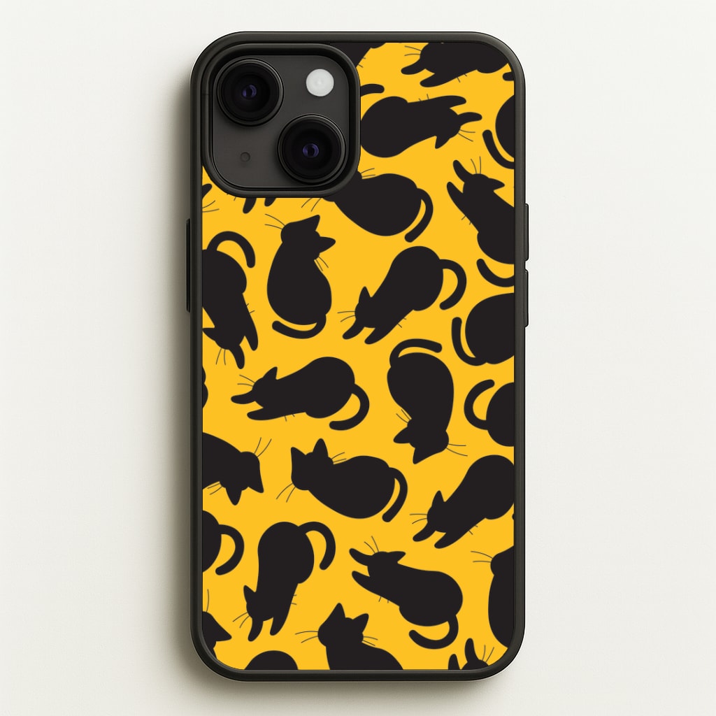 Black Cat Silhouettes Pattern iPhone 13 Mini Case