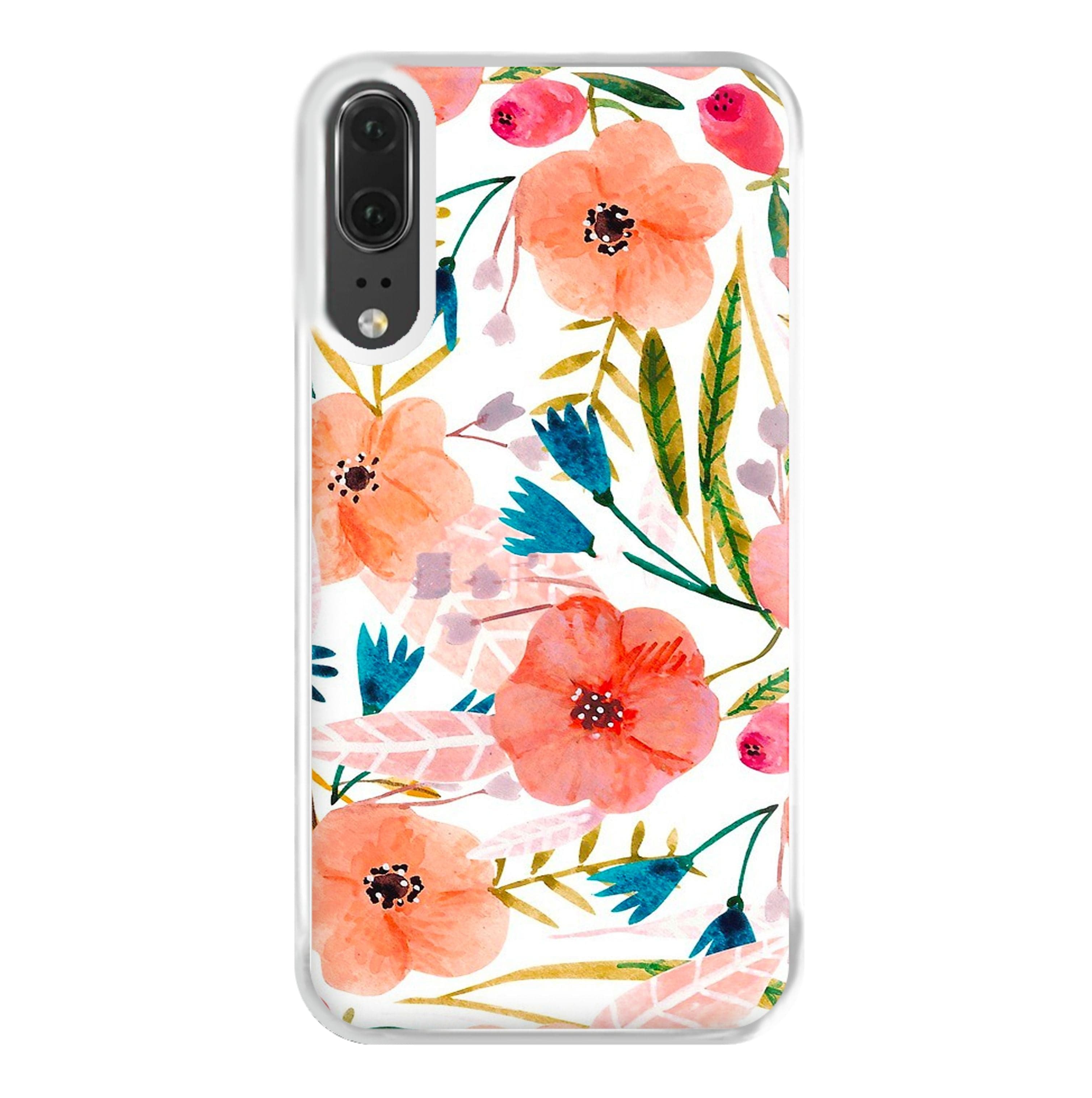 Peach Watercolour Floral Pattern Phone Case