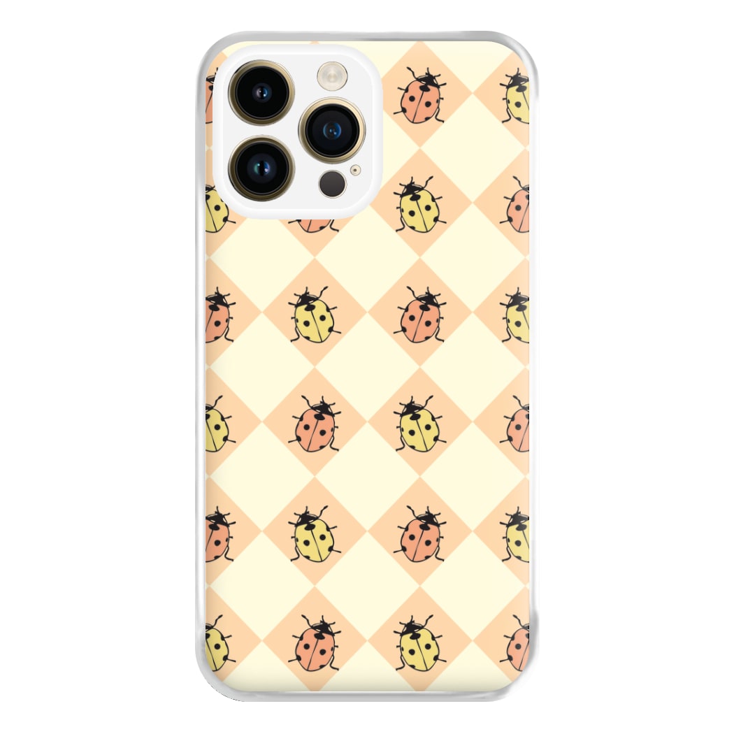 Argyle Ladybugs Pattern iPhone 14 Pro Max Case
