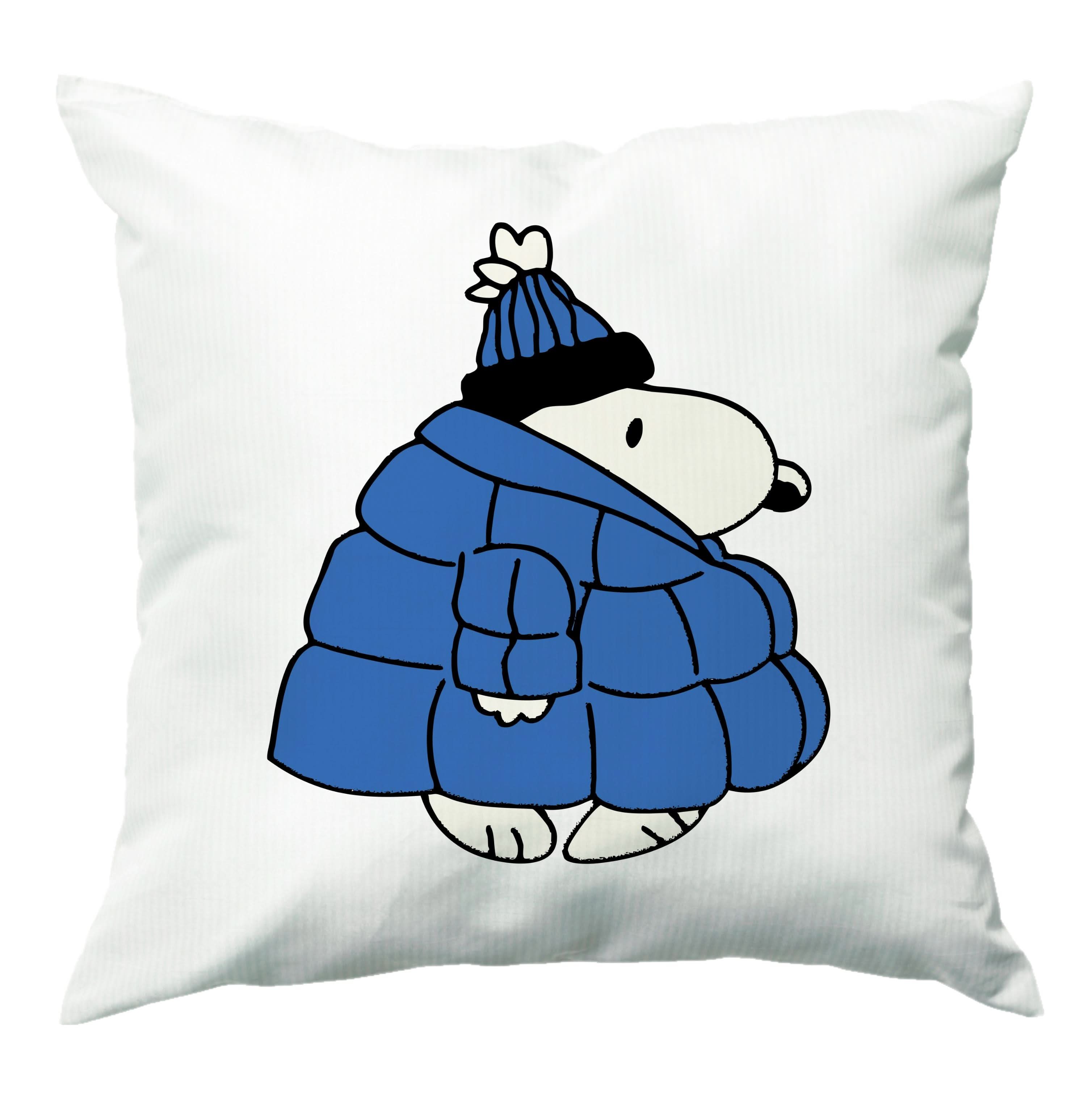Cartoon Beagle Puffer Jacket Blue Cushion