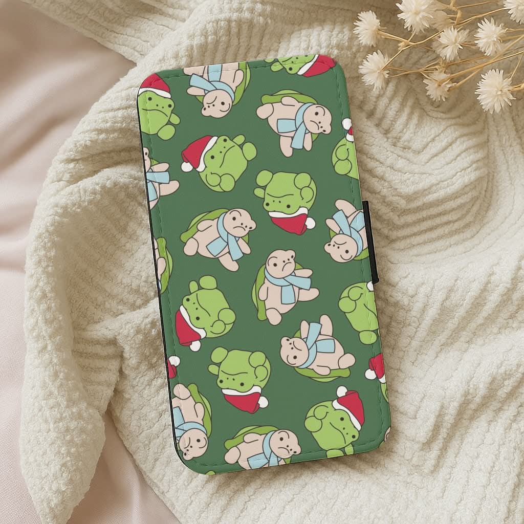 Grumpy Christmas Plushies Pattern Leather Phone Case