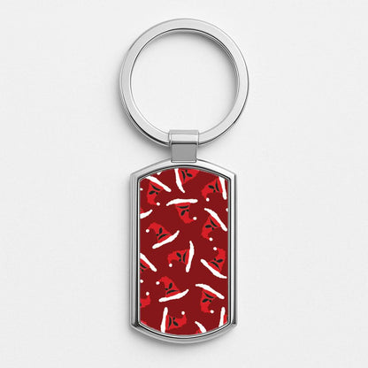 Sorting Christmas Hat Pattern Silver Metal Keyring
