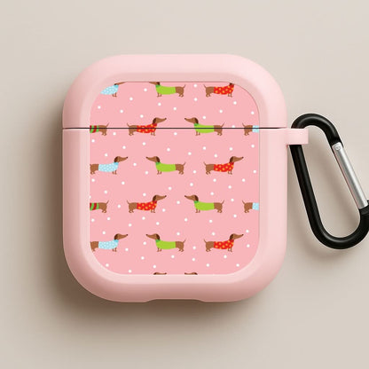 Christmas Jumpers Dachshund Pattern Pink AirPods Case