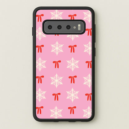 Coquette Bows And Snowflakes Pattern Galaxy S10 Case