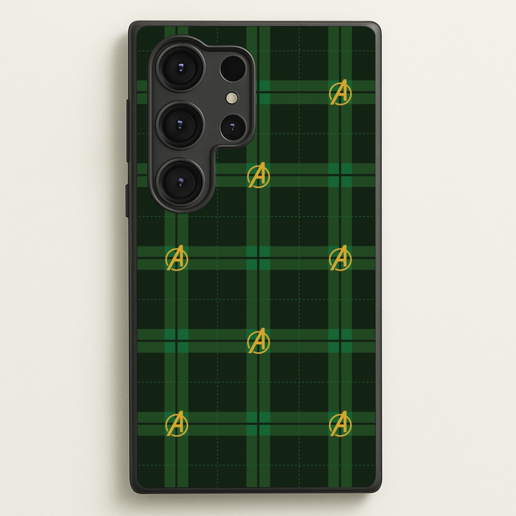 Superhero Team Green Tartan Pattern Galaxy S25 Ultra Case