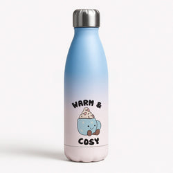 Hot Cocoa Plush Quote Blue Water Bottle