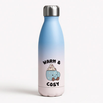 Hot Cocoa Plush Quote Blue Water Bottle