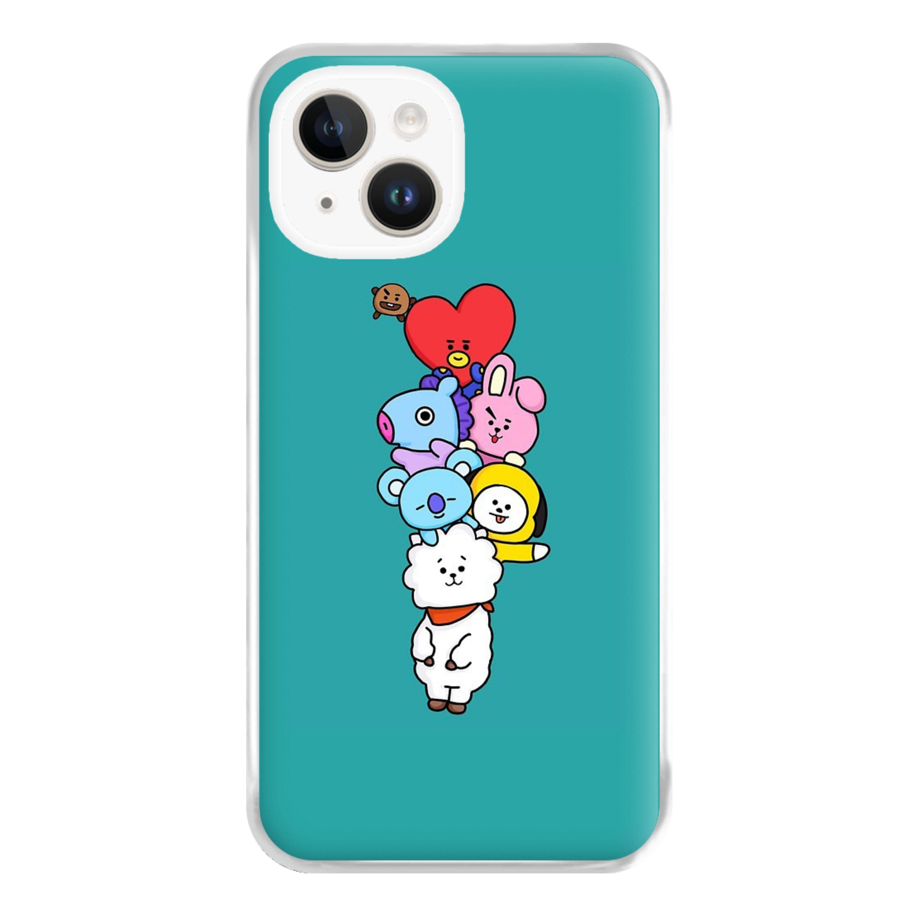 Green BT21 - RJ, Mang, Koya, Chimmy, Cooky, Shooky, Tata - K Pop Phone Case