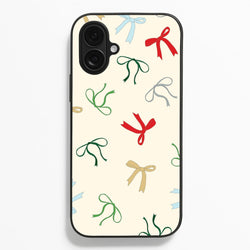 Coquette Christmas Bows Pattern iPhone 16 Plus Case