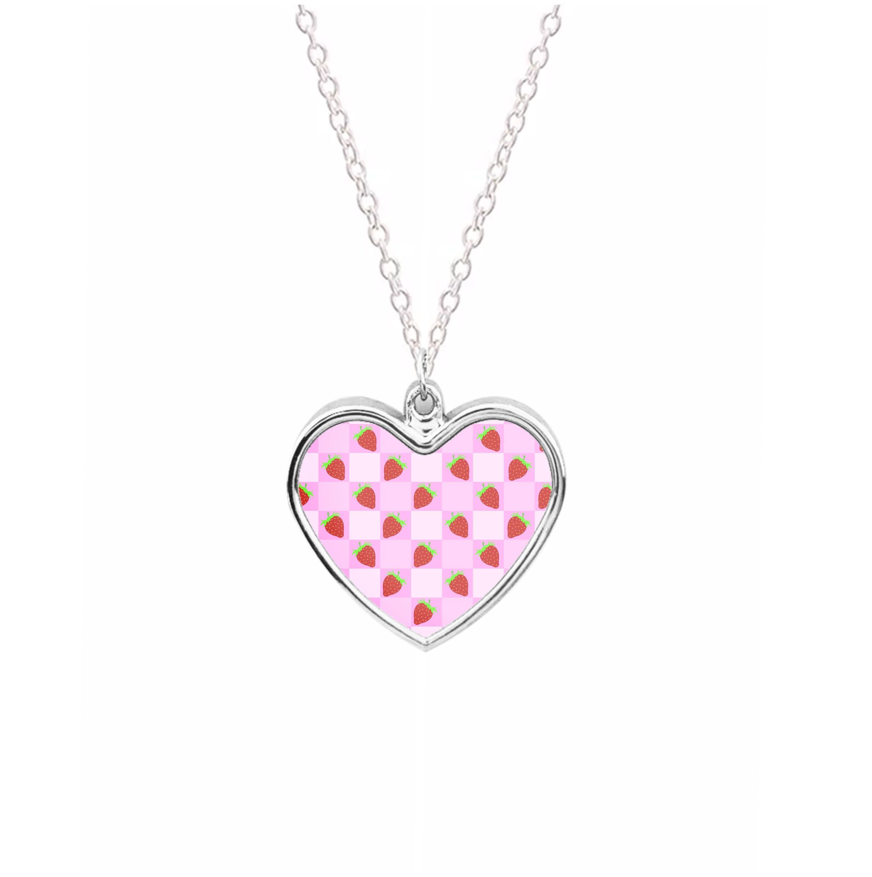 Checkered Strawberries Pattern Necklace