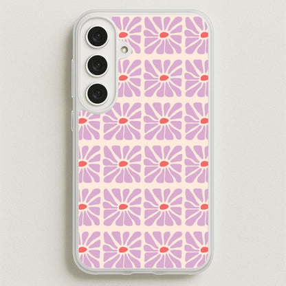 Square Abstract Flowers Mauve Galaxy S25FE Case