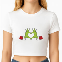 Christmas Green Heart Crop Top