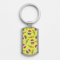 Christmas Tree Hero Pattern Silver Metal Keyring