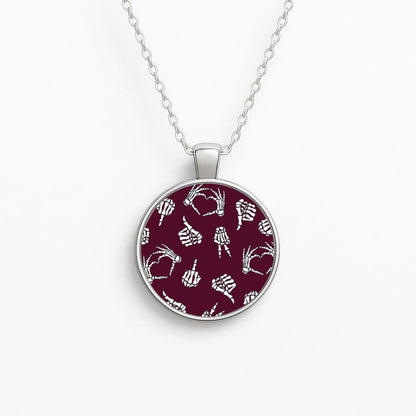 Skeleton Hands Pattern Circle Necklace