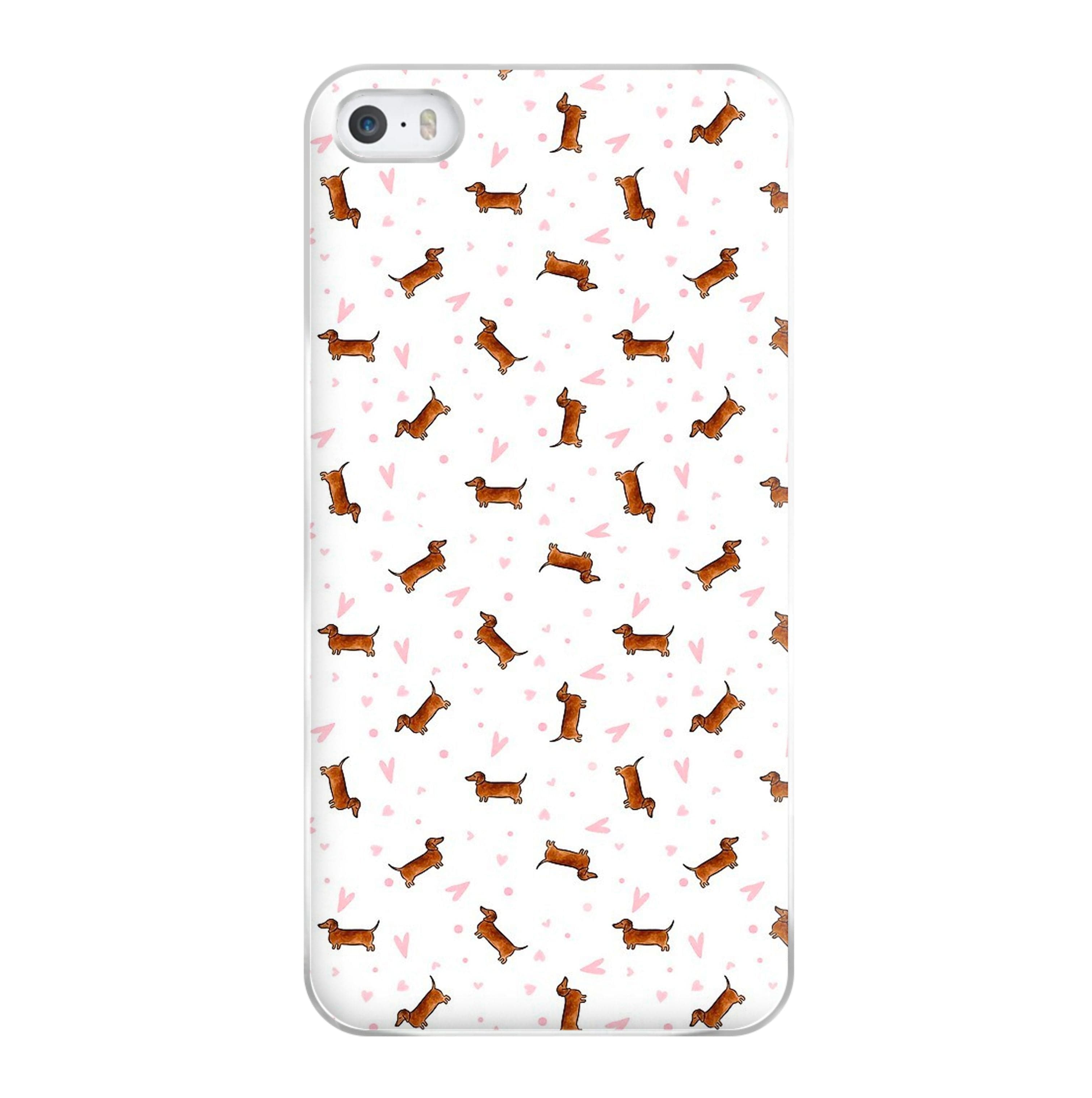 Dachshund Pattern - White Phone Case