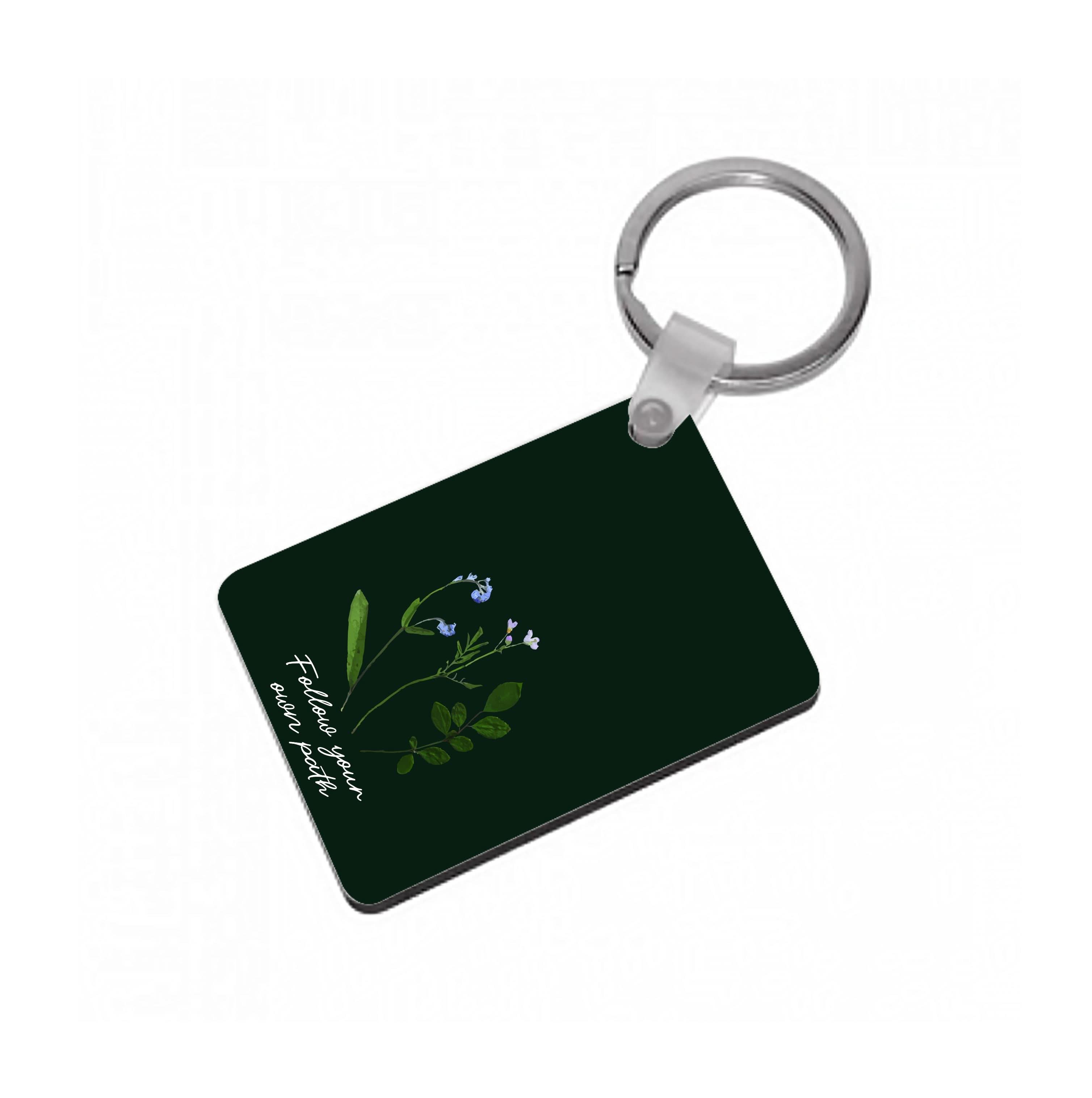 Follow Your Own Path Dark Green Keyring