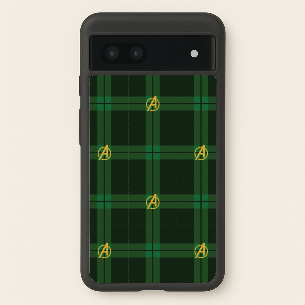 Superhero Team Green Tartan Pattern Google Pixel 7a Case