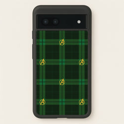 Superhero Team Green Tartan Pattern Google Pixel 6a Case