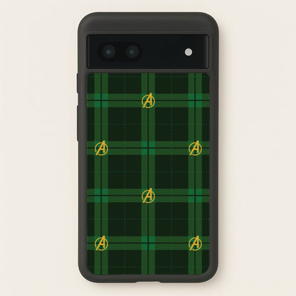 Superhero Team Green Tartan Pattern Google Pixel 6a Case
