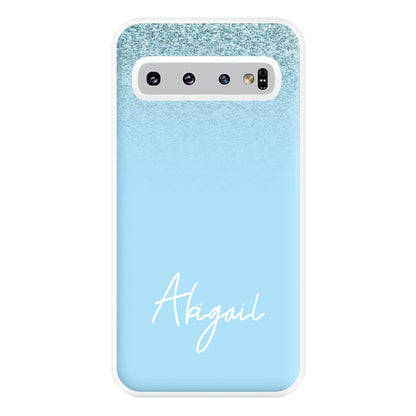 Blue Glitter Personalised Name Galaxy S10 Plus Case