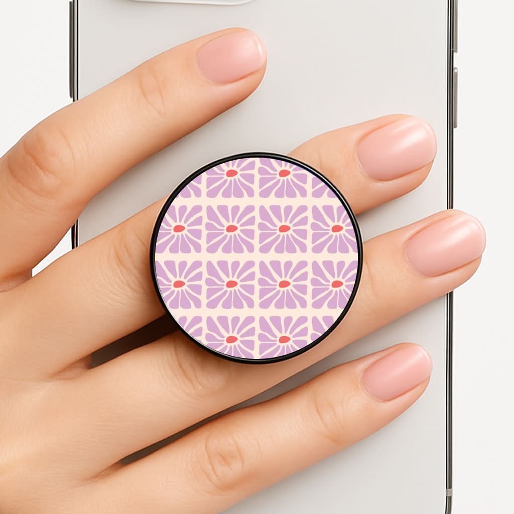 Square Abstract Flowers Mauve Phone Grip