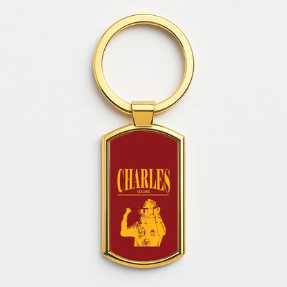 Charles Red And Gold Gold Keyring