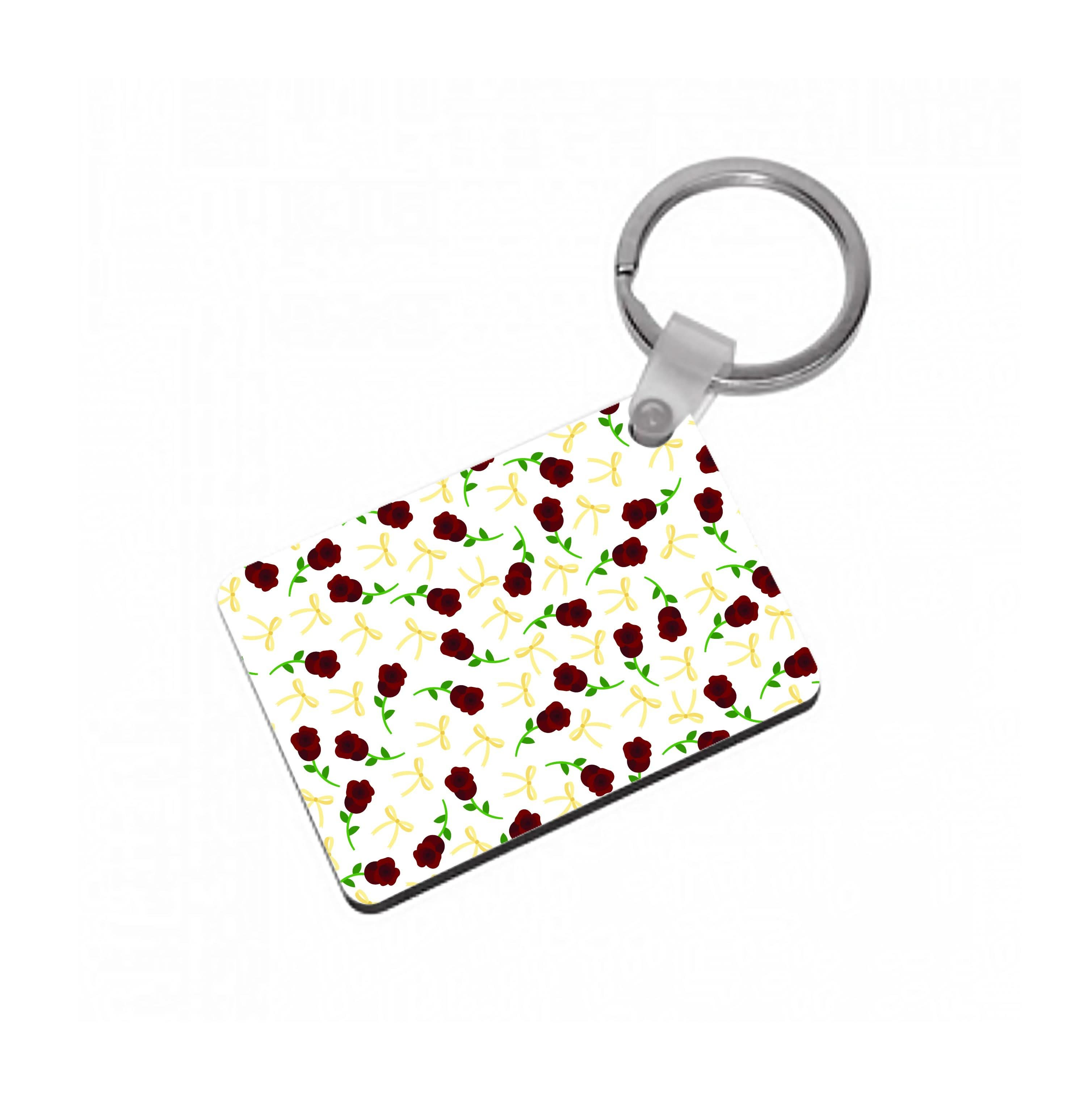 Roses And Bows Pattern Keyring