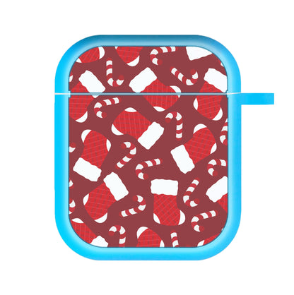 Red Stocking Pattern AirPods Case