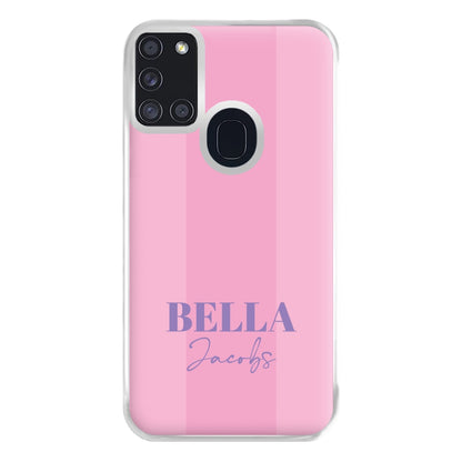 Pink Stripe Personalised Name Galaxy A21s Case