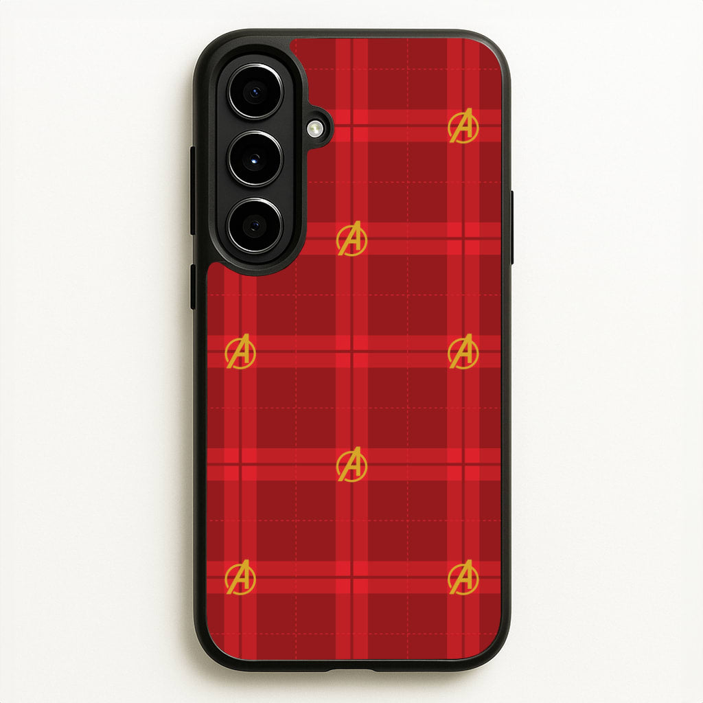 Superhero Team Red Tartan Pattern Galaxy A56 Case