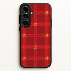 Superhero Team Red Tartan Pattern Galaxy A56 Case